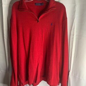 Polo Ralph Lauren Men’s Large Red Sweater Pullover Estate Rib 1/4 Zip Collage